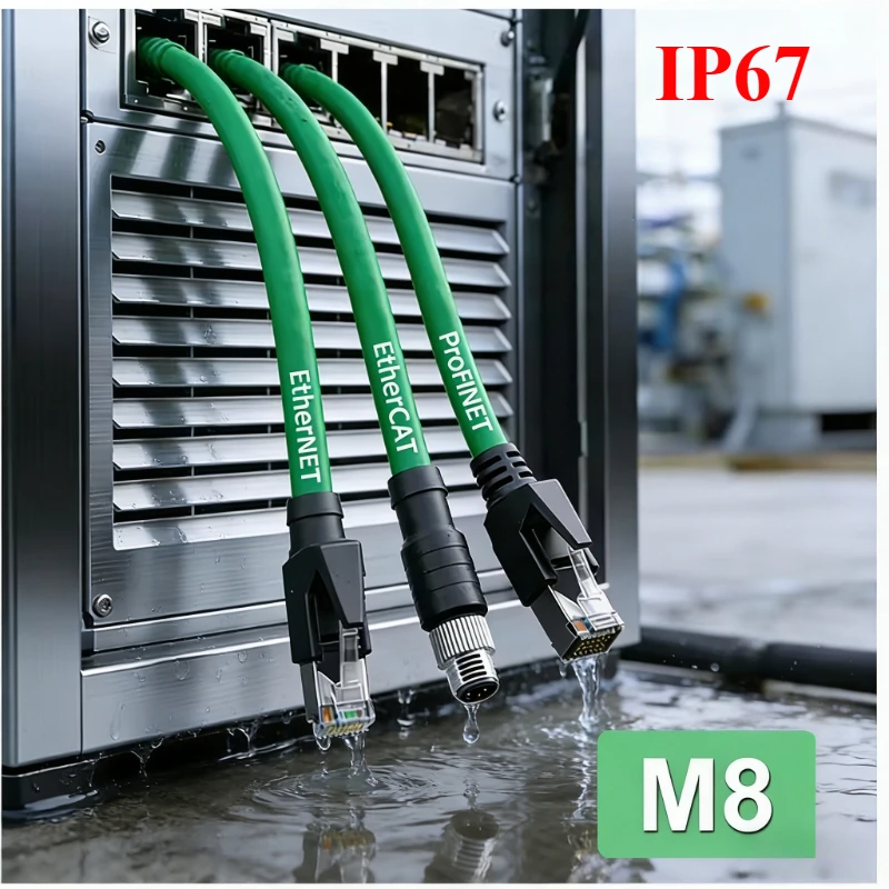 M8 A-code RJ45 4 Pin Double Shield Ethernet  PlugCable to Network Connector D-code  Flexible Aviation Sensors Male Female High
