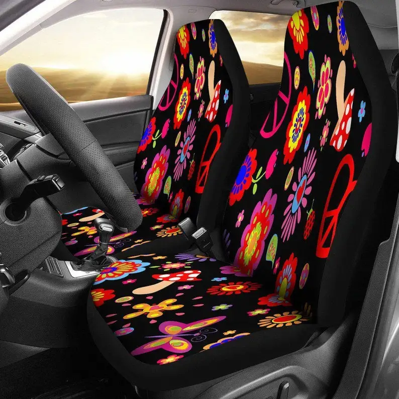 Floral Hippie, Car Seat Cover, 2 Front Seat Covers, Hippie Spiritual, Car Accessories, Floral, Car Covers, Seat Covers, Multi Co