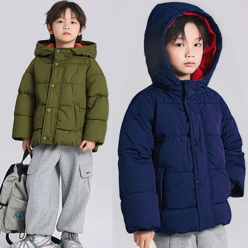 

Детское зимнее пальто, тяжелая куртка с капюшоном для маленьких мальчиков и девочек, теплая стеганая парка с капюшоном для больших мальчиков и девочек
