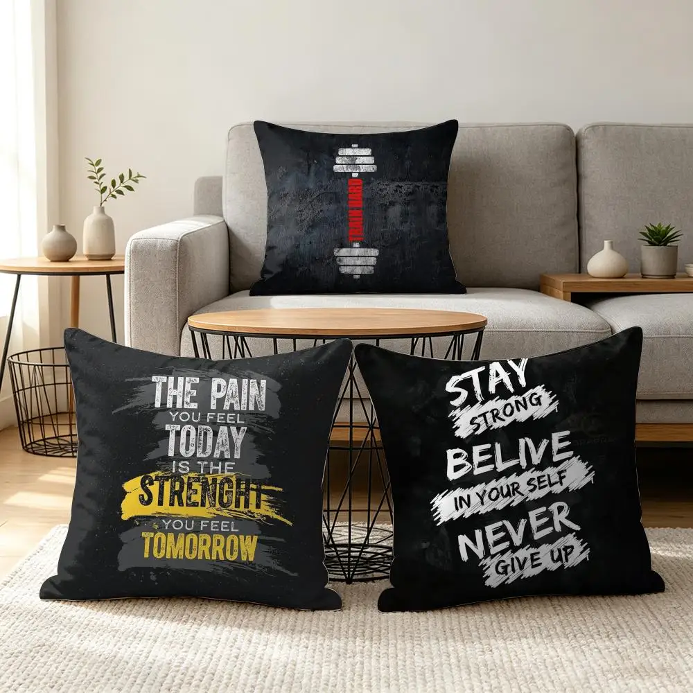 Gym No Pain No Gain Cushion Cover Soft Short Plush Pillow Cover Smooth Cozy Texture Aesthetic Cushion Case Home Decor