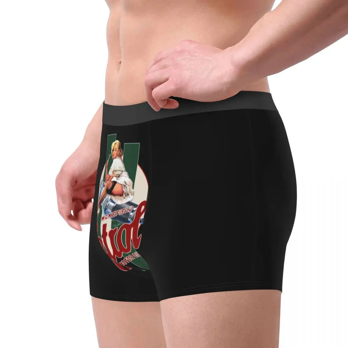 Castrol Vintage Pin Up Girl Stripes Men's Underwear Boxer Briefs Shorts Panties Novelty Soft Underpants for Male Plus Size