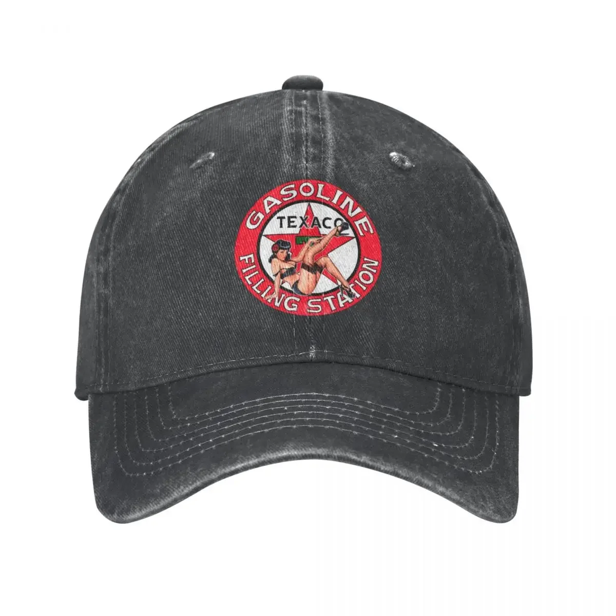 Texaco Gasoline Pin Up Washed Baseball Cap Vintage Sign Fitted Retro Hip Hop Hats Female Male Running Hippie  Caps