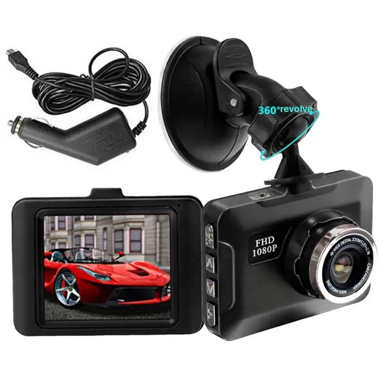 Dashcam 2.2" Full HD 1080P Con Registrazione In Loop, Rilevamento Movimento E Visione Notturna Grandangolare