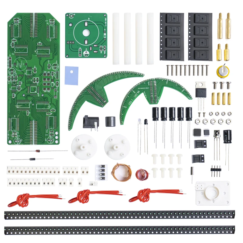 Imagem -05 - Kit de Eixo Duplo Led Giratório Esférico Exibição do Relógio Microcontrolador Controle Remoto Produção Eletrônica Faça Você Mesmo Cor