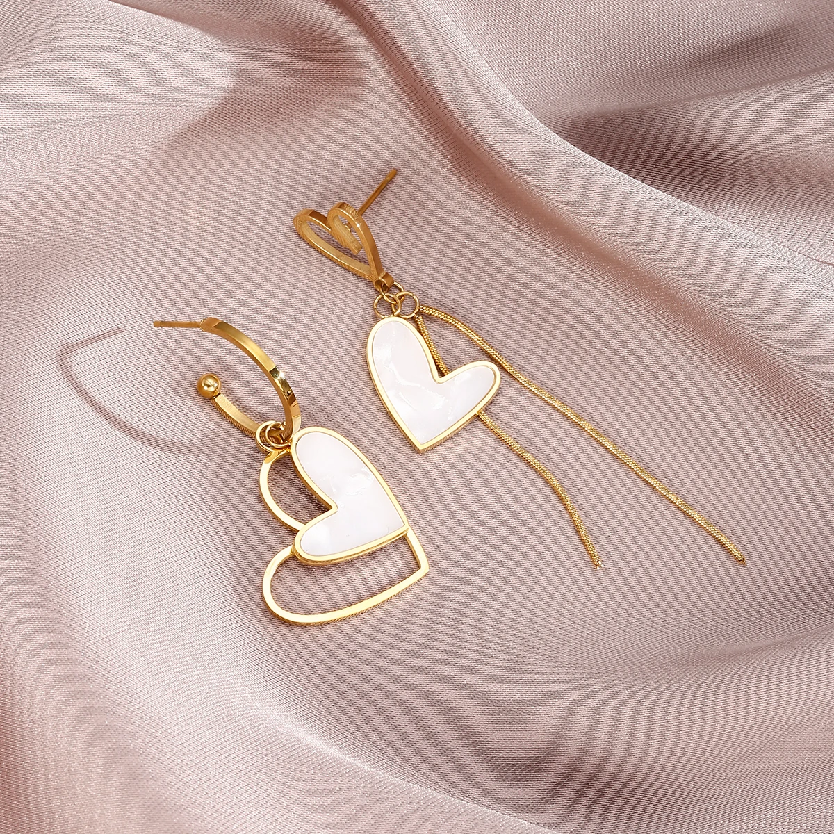 XINYIXIN 316L Stainless Steel Long Pendant Drop Heart Earrings For Women New Trend Girls Earing Jewelry Party Birthday Gifts