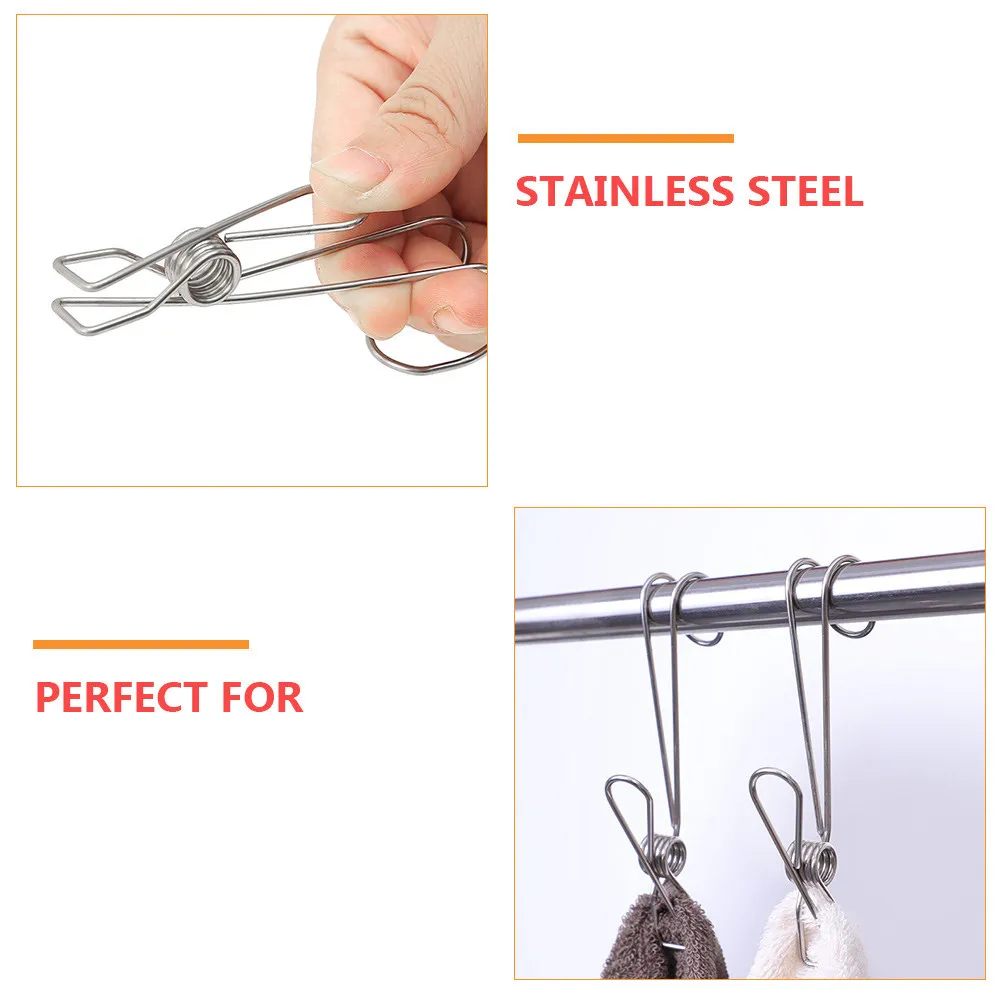 10Pcs Stainless Steel Universal Clips Hanging Clamps Rustproof Multipurpose Clips for Photos Clothes Curtains Laundry