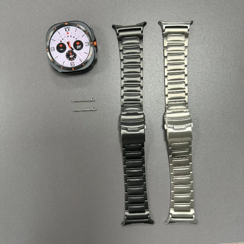 Pulseira de Titânio para Samsung Galaxy Watch7 Ultra com Fecho I-Flip para Relógios Inteligentes Samsung Ultra