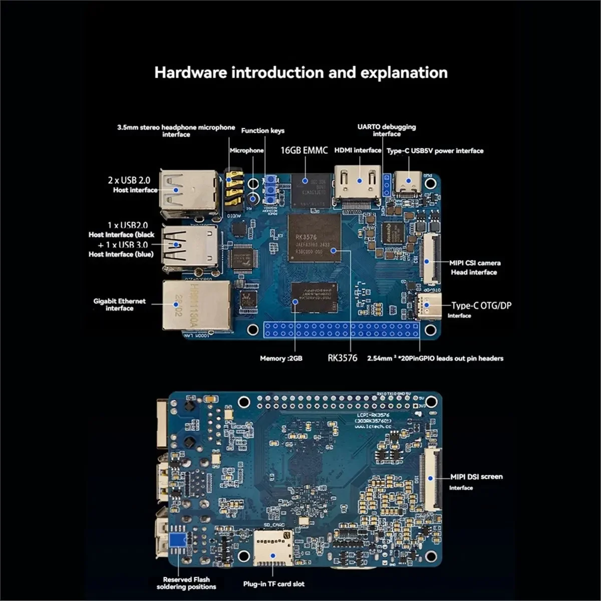 BoMaSRK3576 Development Board 6 TOPS AI Computing Power LPDDR4X Gigabit RJ45 Port For Android14/Ubuntu22.04/Debian12