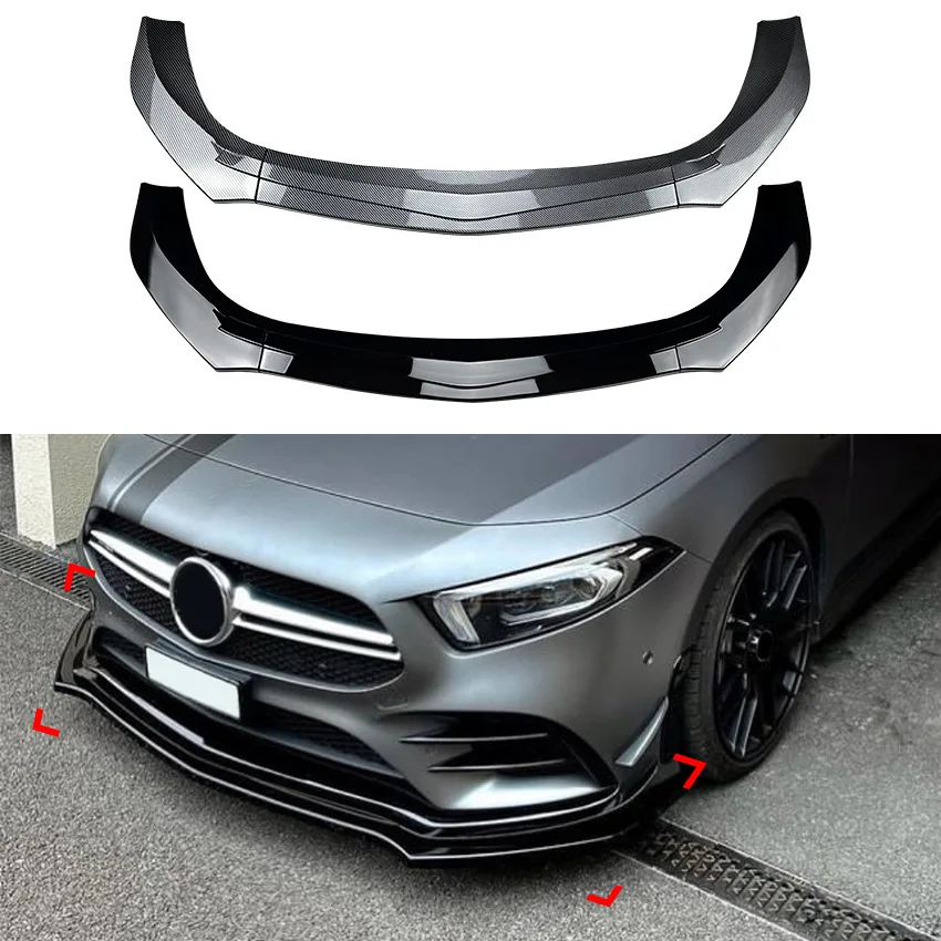 Car Front Bumper Lip Spoiler Canard Covers Body Kits For Mercedes Benz A Class V177 W177 A35 A180 A200 A220 A250 AMG 2019-2022