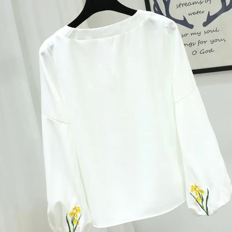 2024 New Summer Solid Color Print Elegant Fashion Retro Office Lady Women's Shirt Loose V Neck Long Sleeve BOW Chiffon Chic Tops