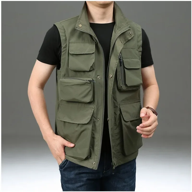 

Waterproof MAN VEST Denim Tactical Men Plus Size Outerwear Windbreaker Sleeveless Jacket Lightweight Puffer Leather Vests Work