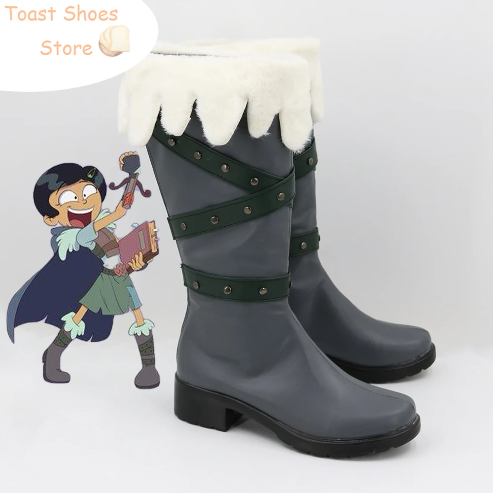 Marcy Wu Cosplay Shoes Halloween Carnival Boots Cosplay Prop PU Leather Shoes Costume Prop