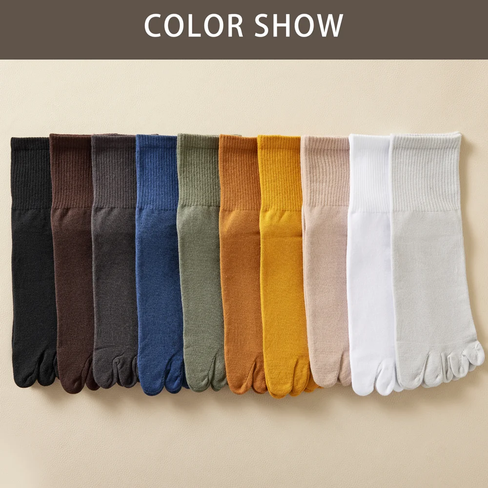 3 Pairs Men's Split-Toe Crew Socks 100% Cotton Anti-Friction, Moisture-Wicking Long-Lasting Freshness, Solve Sweaty Feet Issues!