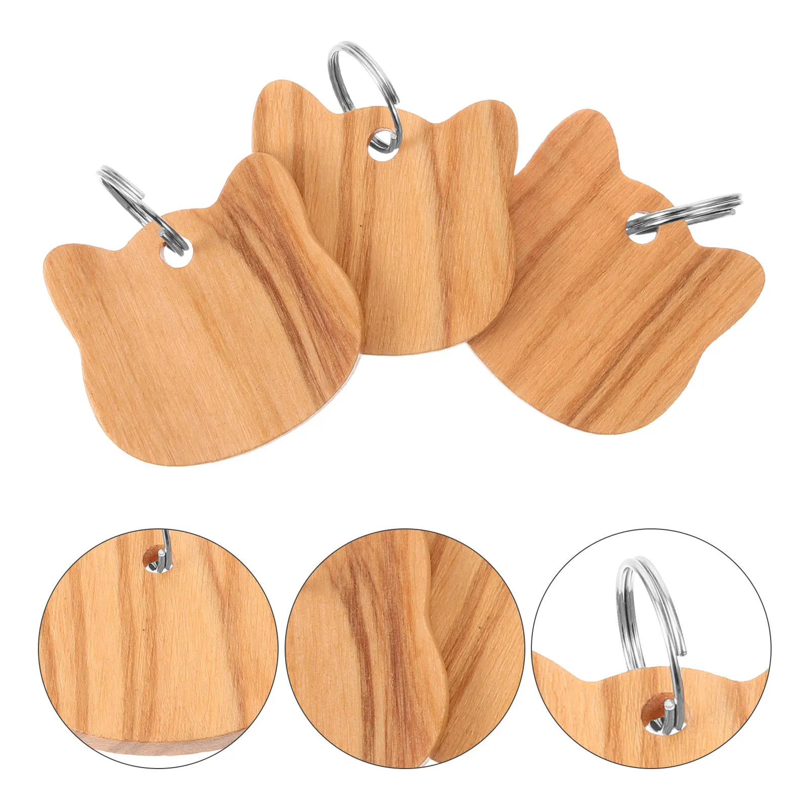 

3Pcs Cat Head Shaped Wooden Dog Tags Blank DIY Pet Name Tag for Dogs Cats Collar Personalized Id Tag Engraving Jewelry Making