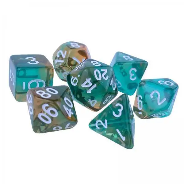 5x 7 Pieces Fantasy Game Dices Smooth Luminary Engraved for Board Game Props Table Games