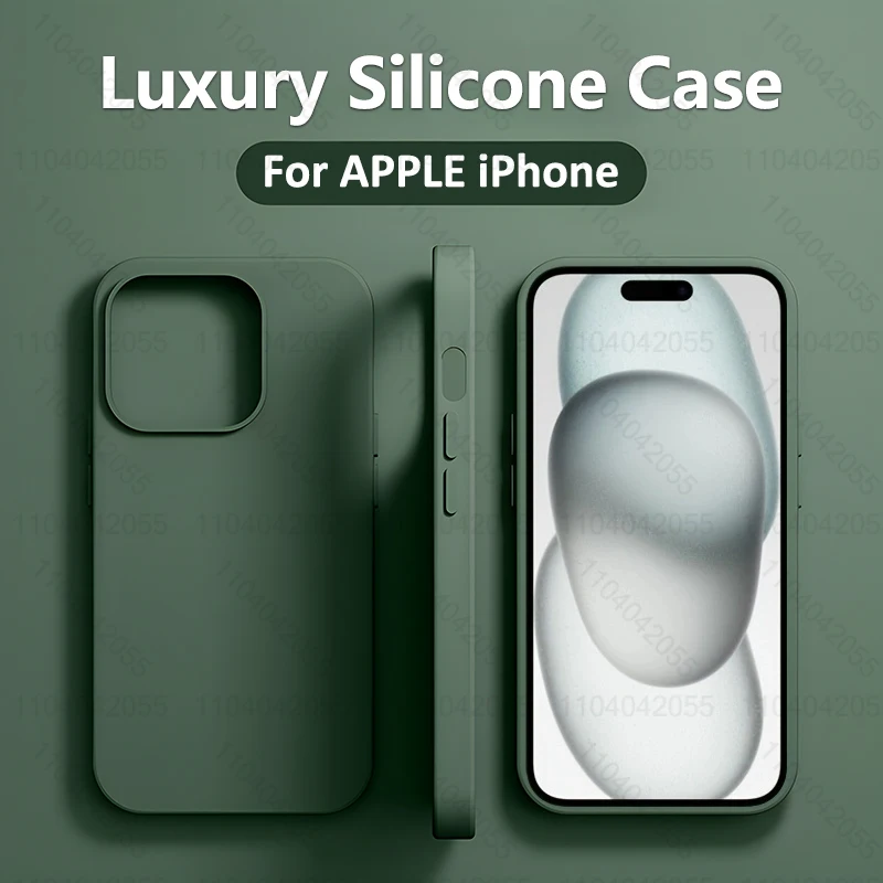 Funda de silicona líquida de lujo para Apple iPhone 11 13 12 14 15 16 Pro Max, para iPhone 17 Pro, protectora a prueba de golpes
