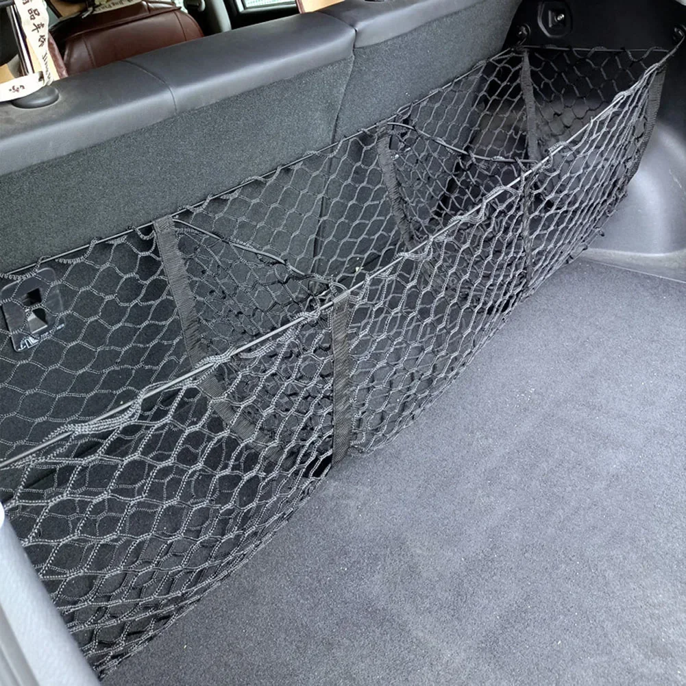 3-Taschen-Cargonet, dehnbares Kofferraum-Organisationsnetz, strapazierfähiger Gepäckhalter mit Montageset für SUV, Pickup-Truck, Van – Detail 2