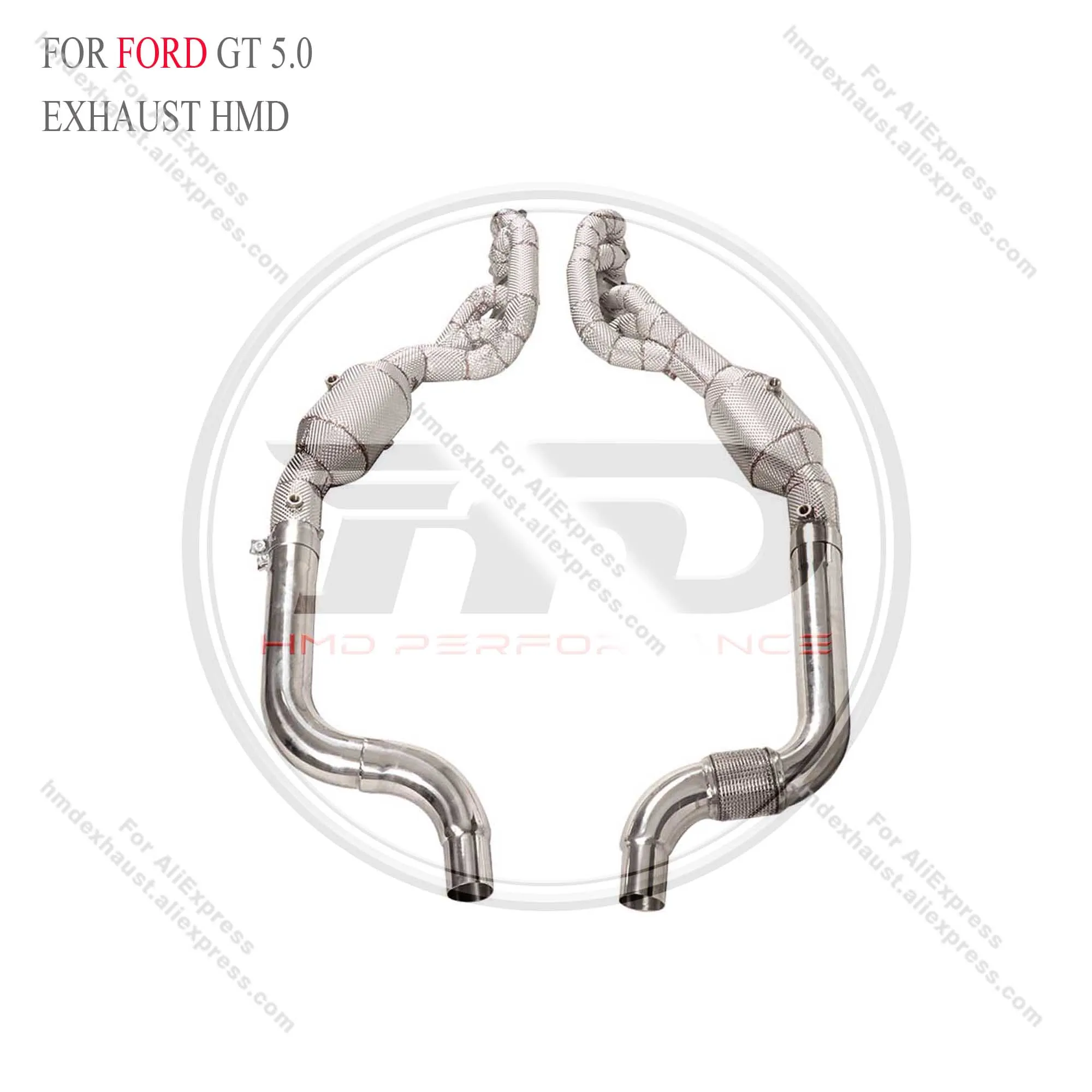 HMD Exhaust System High Flow Performance manifold for Ford GT 5.0L With Heat Shield Racing Pipe