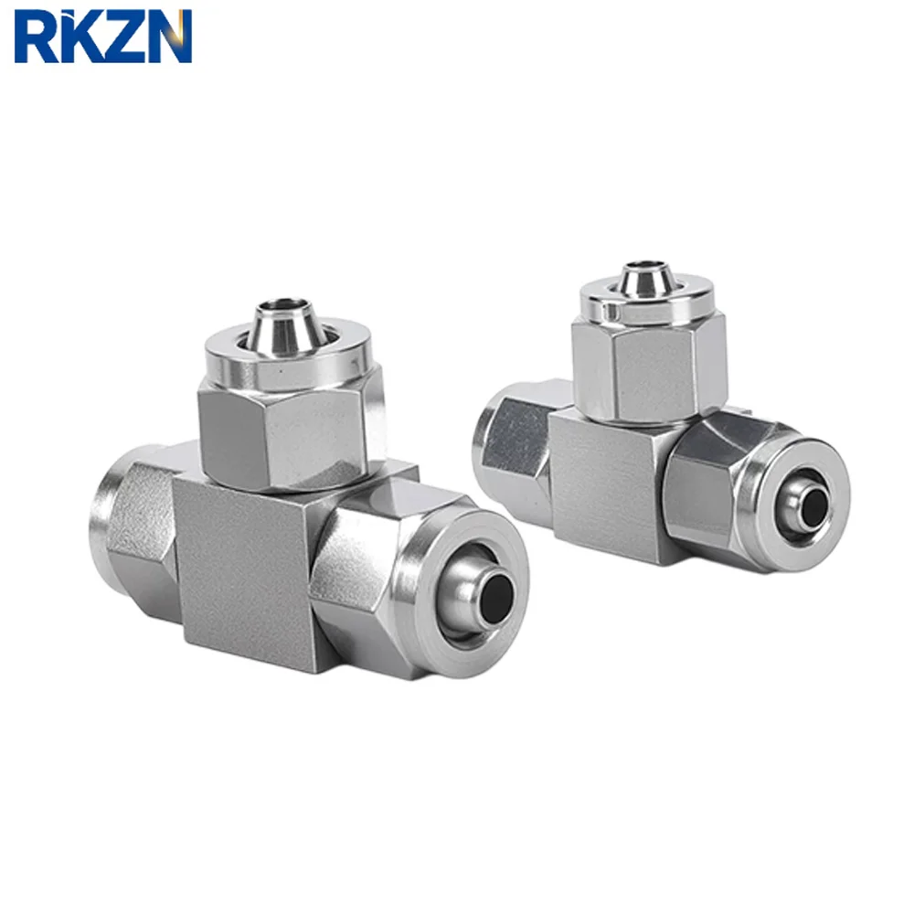 304 Stainless Steel PE PEG Quick-Lock Pneumatic Three-Way Fitting, BSPP Male Thread for 4/6/8/10/12/14/16mm PU Air Tube