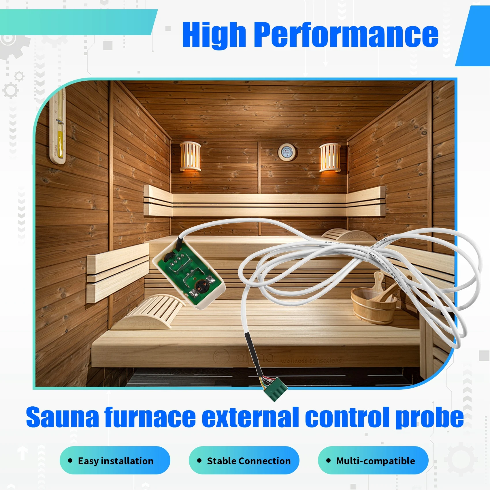 A26F-Sauna Furnace External Control Probe Wire Temperature Control Probe Sauna Room External Control Sensor Probe