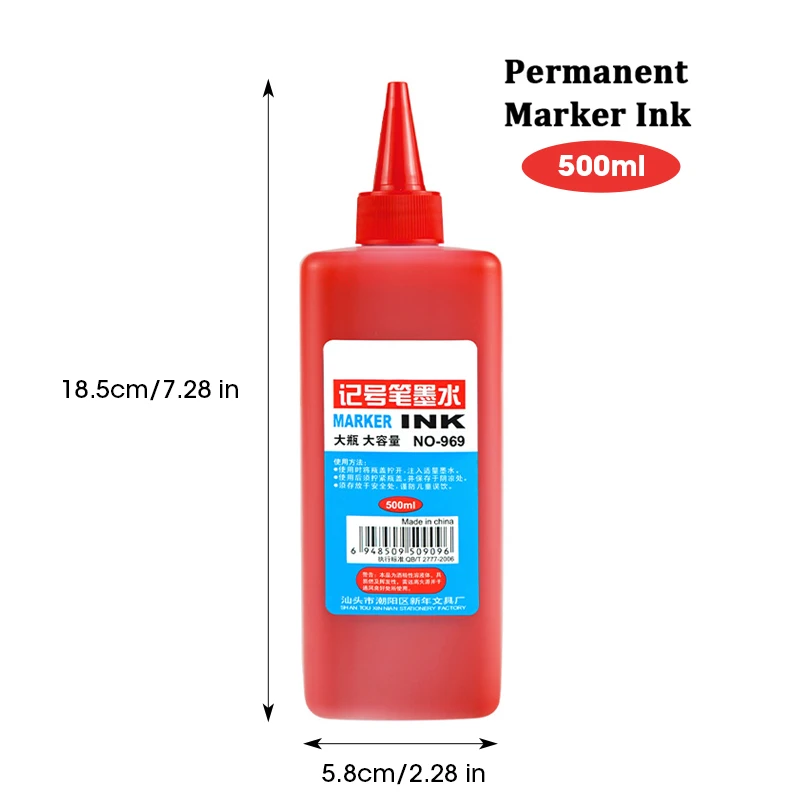1 Box 500ml Permanent Marker Ink,Oily,Quick-Drying,Waterproof And Non-Fading,Non-Erasable 3 Colors Marker Ink Filler Liquid