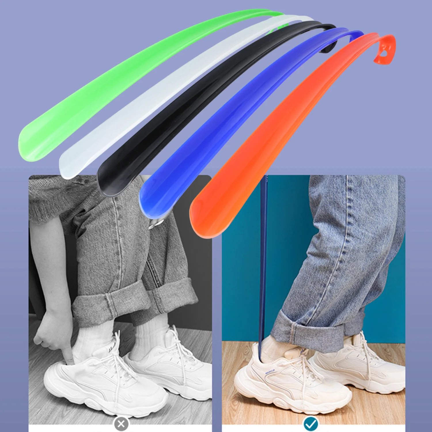 1PC 42cm Easy To Use Plastic Long Handle Shoes Horn Shoes Helper Shoes Professional Women Men Shoe Horn Portable Shoes Spoon