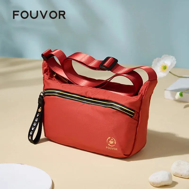 FOUVOR 2026 Trend Red Nylon Crossbody Bag Adjustable Strap Women Shopping Travel Shoulder Bag Lightweight Casual Bags 2930-12