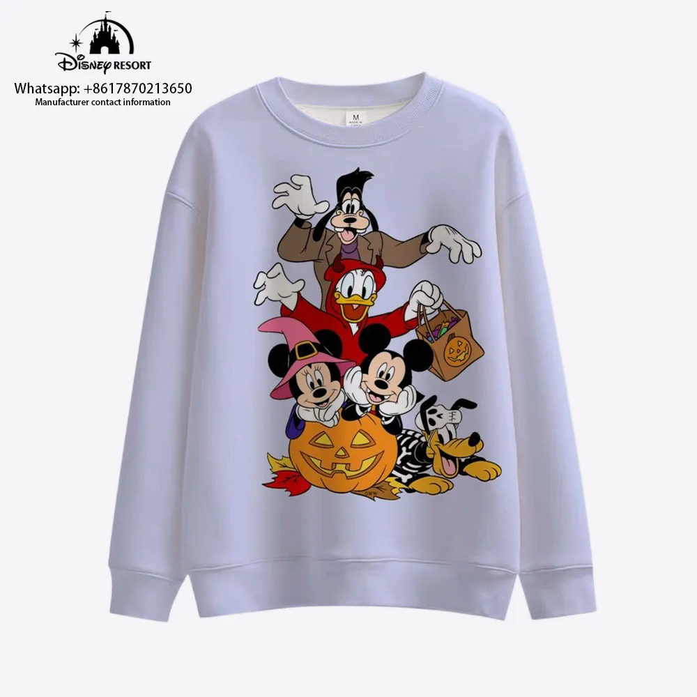 Nowy Horror Halloween Disney marki Mickey i Minnie nadruk Anime jesienne Harajuku z okrągłym dekoltem na co dzień z długim sweter z rękawami