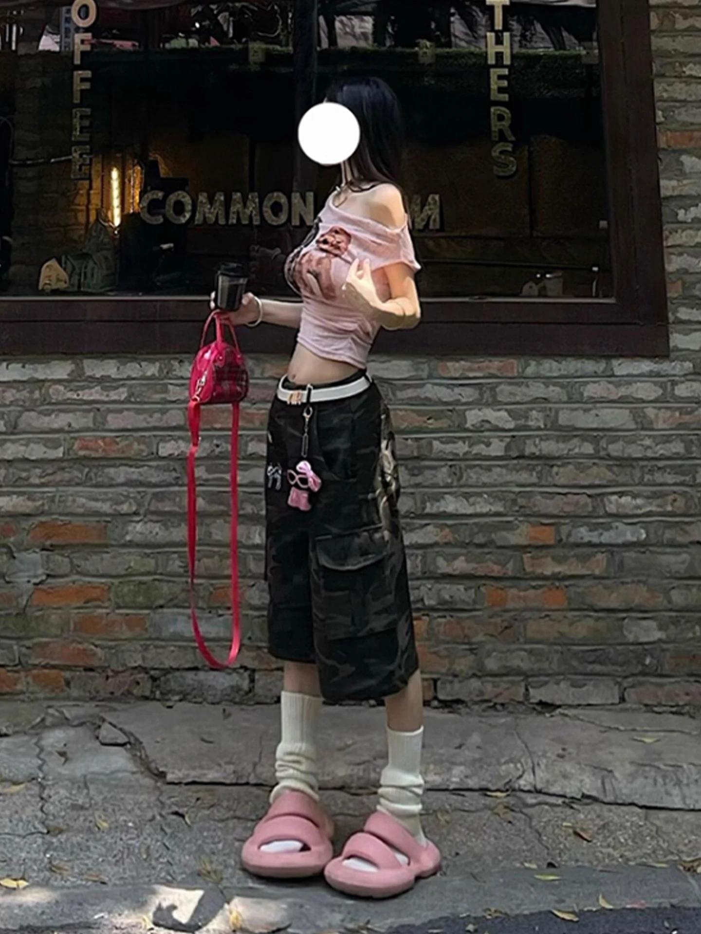 Vêtements de travail de Camouflage rétro américain, jean de sept pieds pour femmes, jambes larges, pantalon moyen de huit pieds, Treenut droit, été