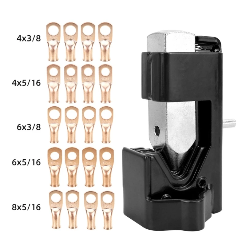 Battery Cable Press Tool with Wire End Set and Cover Sleeves for Heavy Wire Service and Cable Repair Work Use 87HA