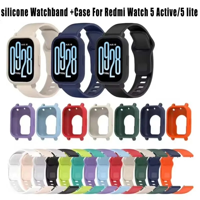 Silikon-Uhrenarmband + Hülle für Redmi Watch 5 Active, buntes Sportarmband für Redmi 5 Lite, elastisches Set, Ersatzarmband