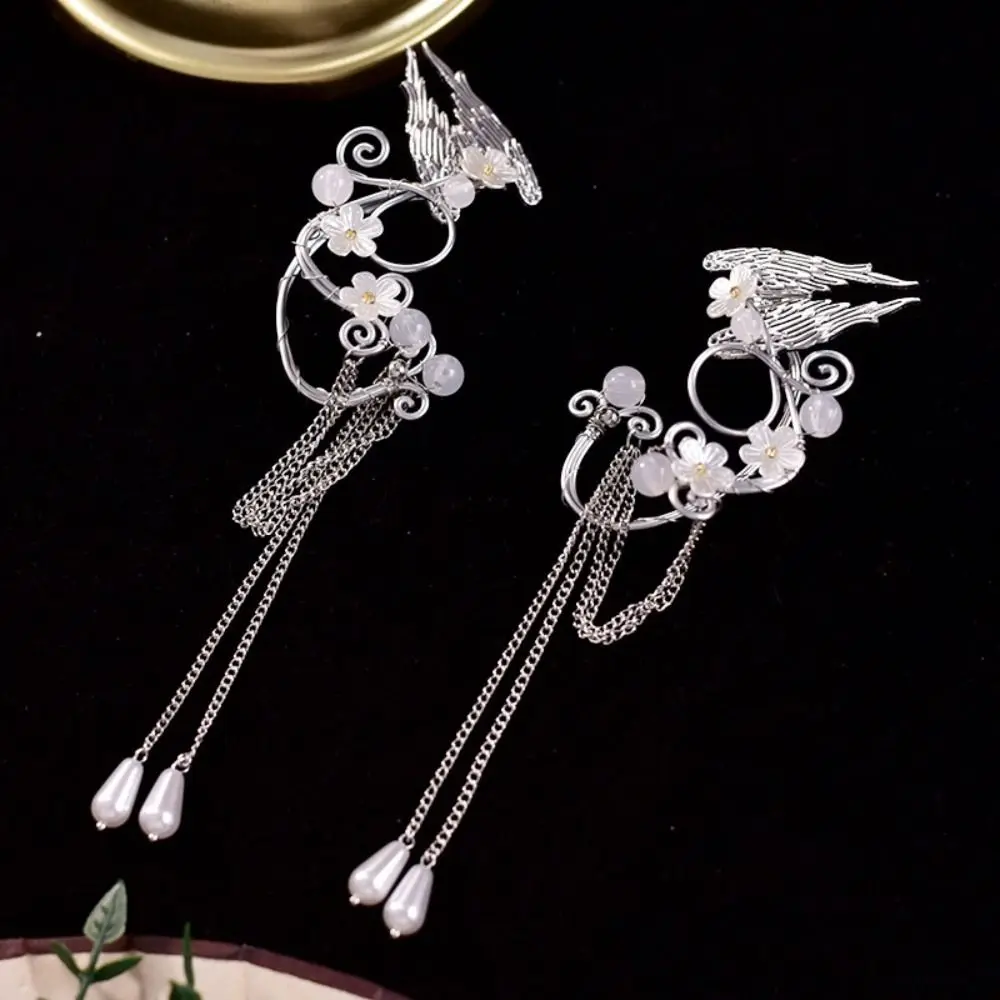 Left Ear Right Ear Alloy Elf Ear Clip Elf Ear Hollow Out Long Tassel Earrings Jewelry Accessories Korean Style Ear Hook Party