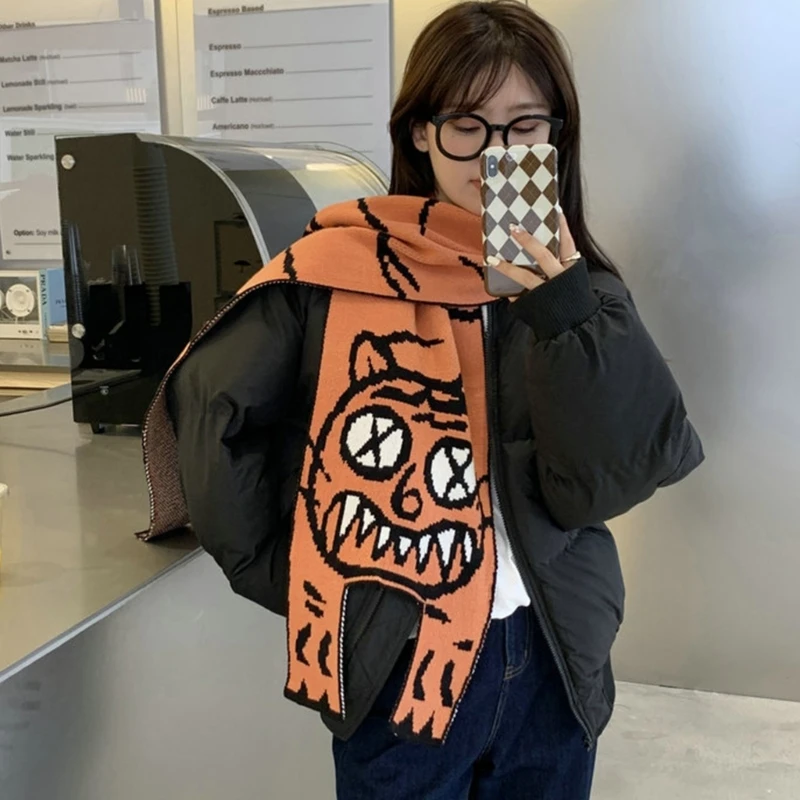 Cute Animal Knitted Winter Women's Scarf Fashion Warm Parent-Child Neckerchief Foulard Winter Student Children's Scarf Shawl