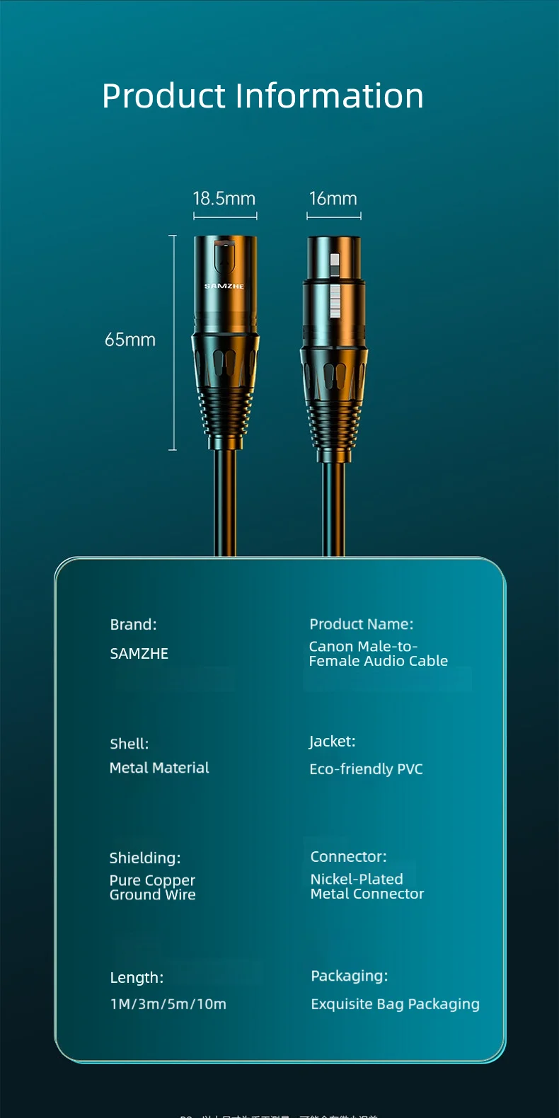 Samzhe xlr kabel karaoke mikrofon sound kanone kabelst ecker xlr verlängerung mikrofon kabel für audio mischer verstärker xlr kabel – Detail 12