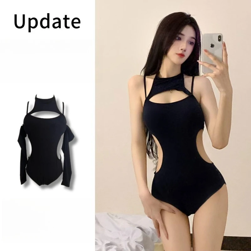 

Swimsuit Women's Triangle One-piece Sexy Backless Casual Solid Color Belly Cover Thin Vacation Hot Spring Japanese Pure Desire