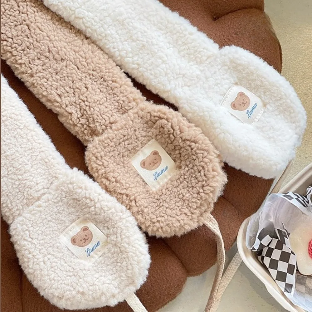 Winter Ear Muffs Fuzzy Sherpa Ear Warmers with Tie Band Behind Head Soft Plush Cold Proof Ear Covers Cozy Gifts for Women