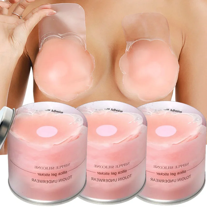 Women Reusable Breast Petals Lift Silicone Nipple Cover Invisible Petal Adhesive Strapless Backless Stick on Bra Breast Stickers