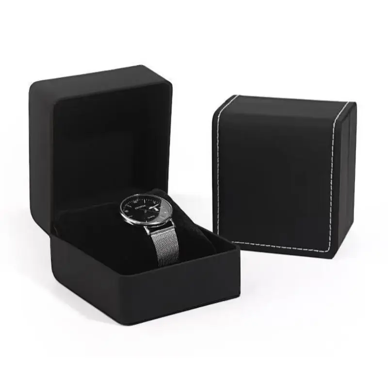 Square Single Wristwatch Gift Box 1/2/3Pcs PU Leather with Pillow Elegant Watch Display Case for Anniversary Holiday Gifts