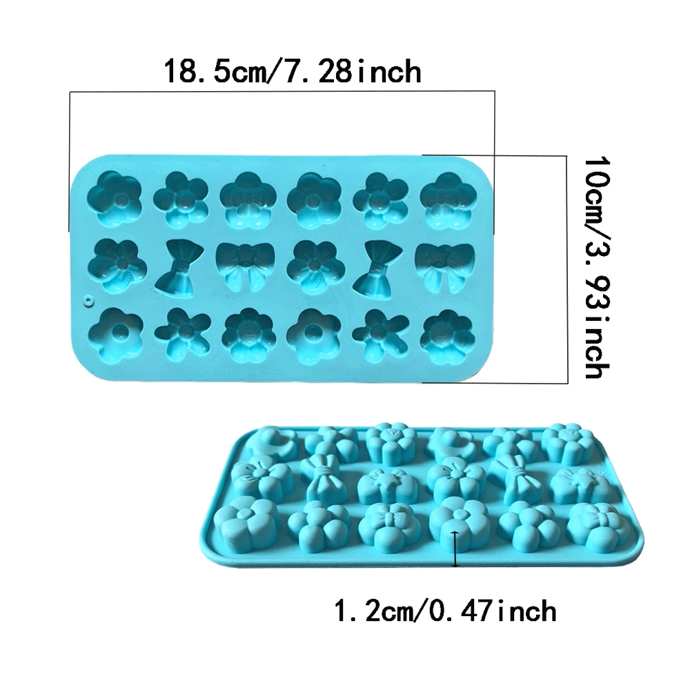 1pc 18 cavity daisy rose bow chocolate silicone candy mold, suitable for decorating gummy cake inserts