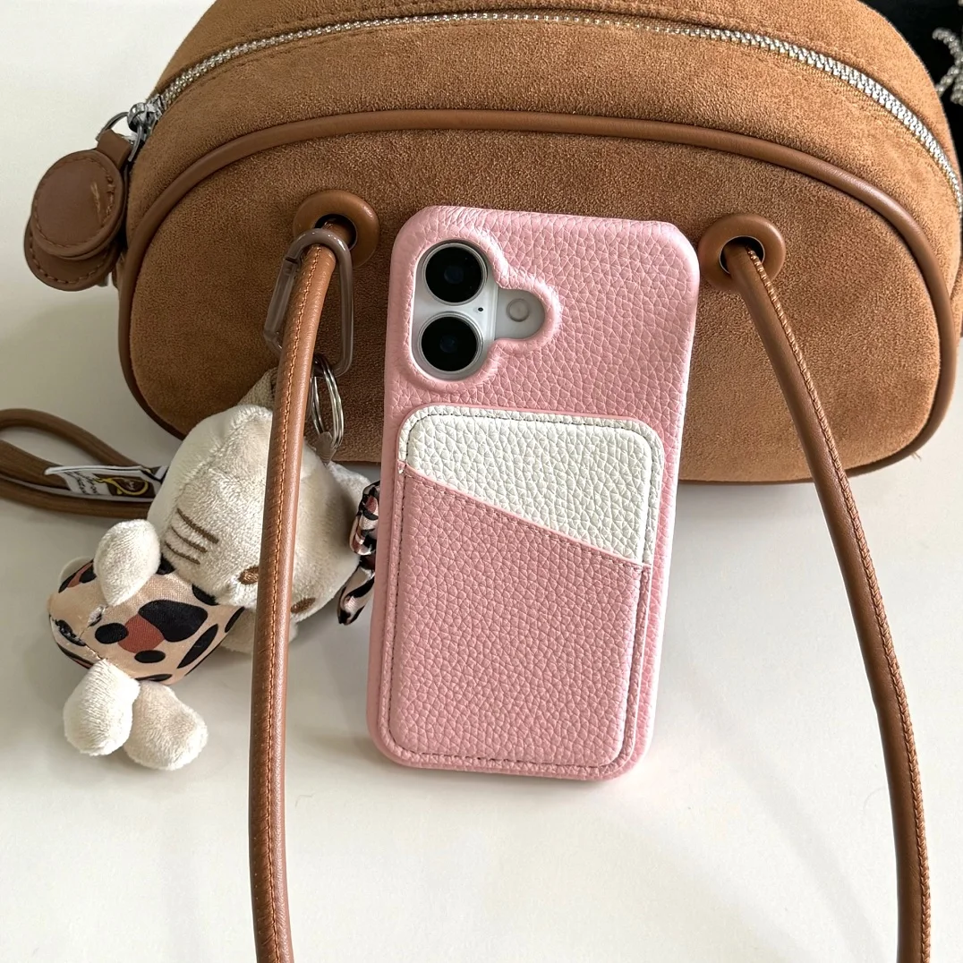 

Fashion Color Contrast Leather Wallet Case for iPhone Card Pocket Cover Compatible with Models 11 12 13 14 15 16 17 pro Max plus