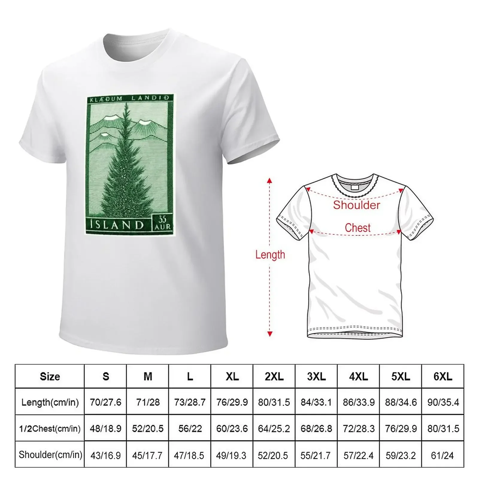 1957 Iceland Spruce Tree Postage Stamp T-shirt oversized sublime quick-drying heavyweights mens clothing