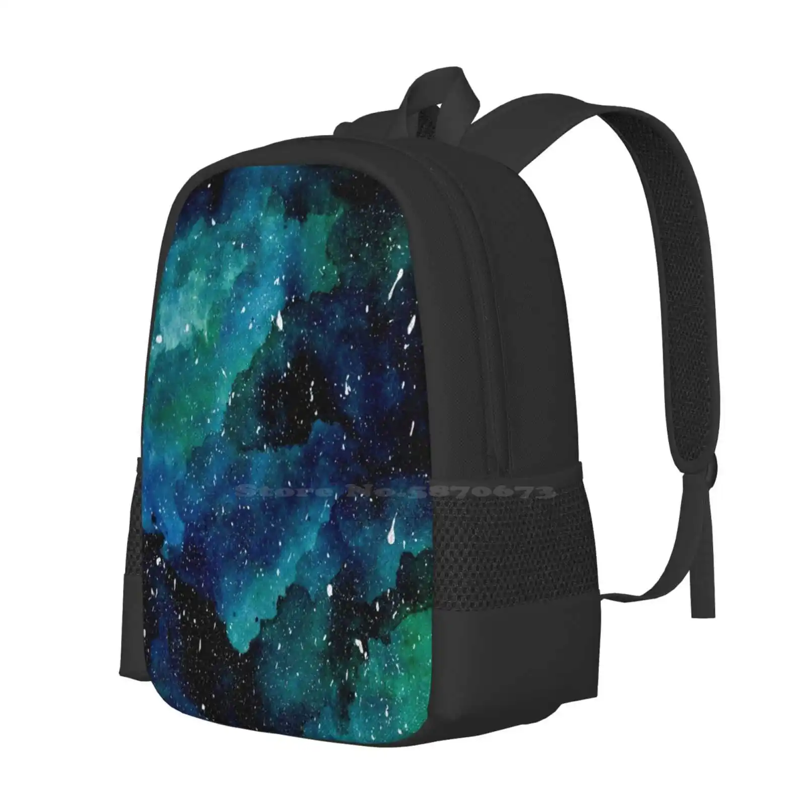 Emerald Galaxy Large Capacity School Backpack Laptop Bags Emerald Green Galaxy Universe Stars Nature Beautiful Pretty Natural