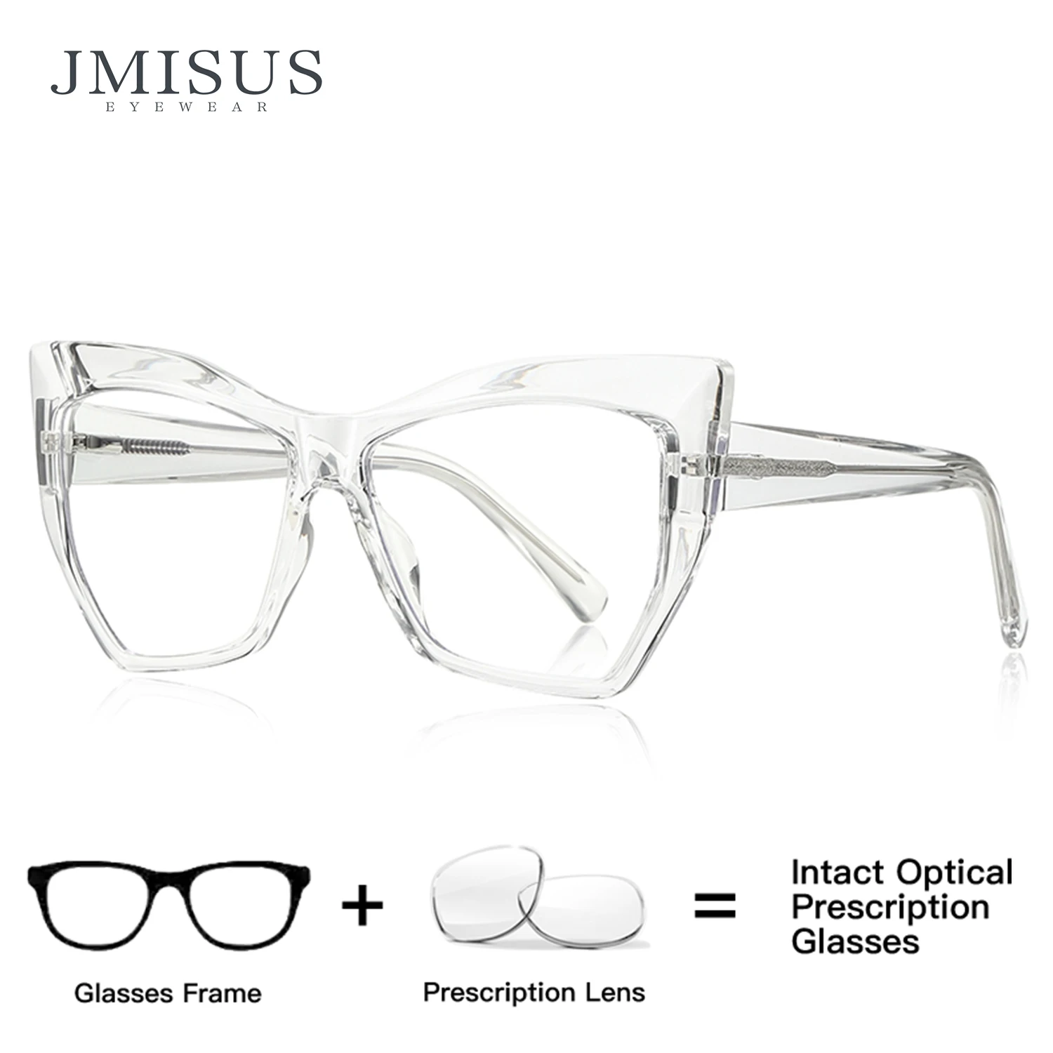 

JMISUS Fashion Cateye Prescription Glasses Women Handmade Acetate Frame Photochromic Multifocal Lenses For Reading