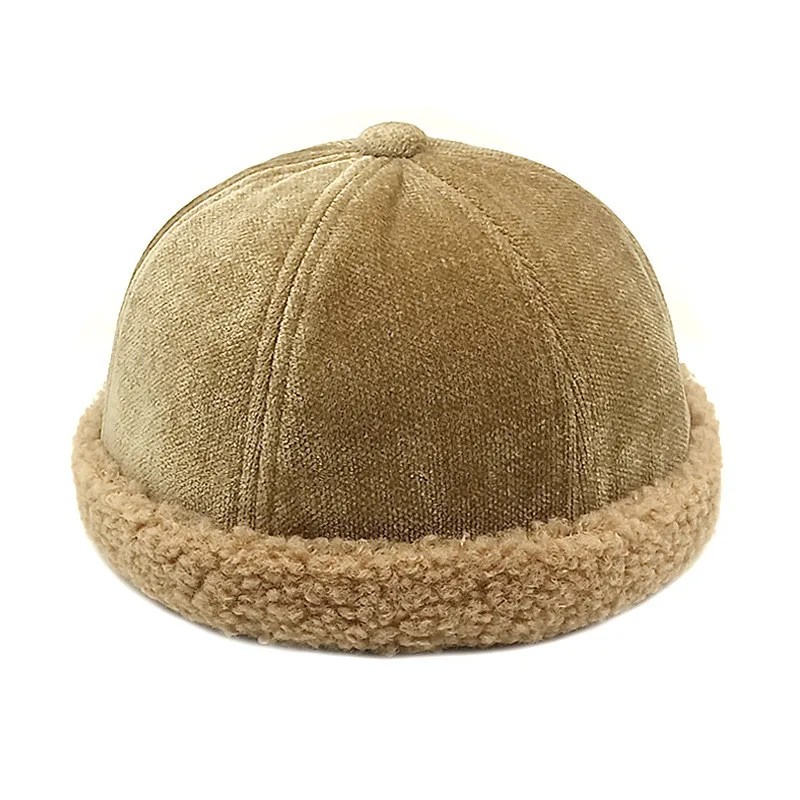 2023 Autumn and Winter Polyester Warm Solid Docker Cap Brimless Hat Beanie Landlord Sailor Cap Men and Women 115