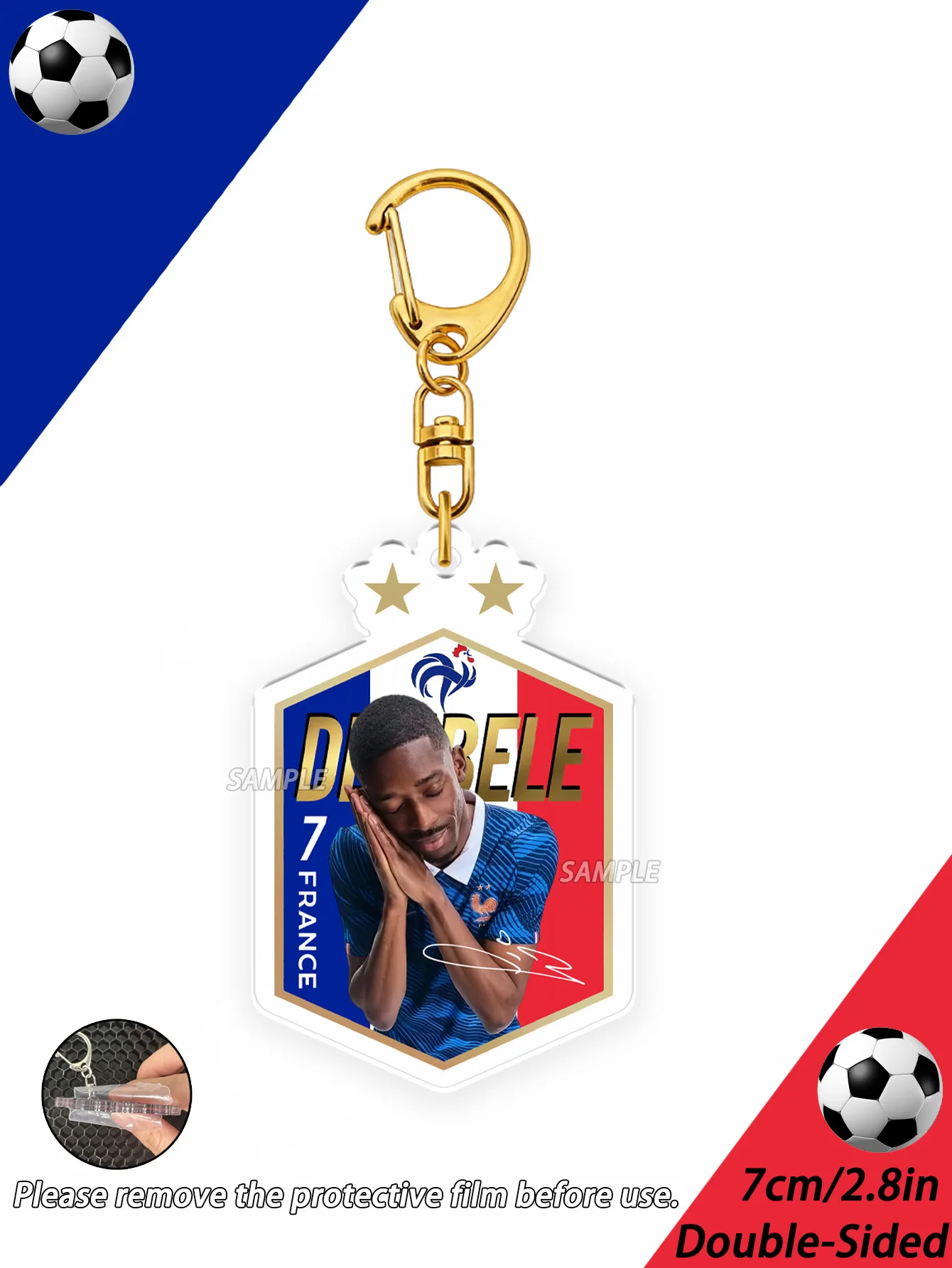 France Keychains, 2026 World Cup Keychains, Olise, M-Bappe, Do-Ue, Dembele, Soccer Fans Merchandise, Double-Sided Keychains, Collectible Keychains, Bag Charms