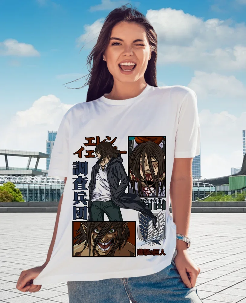 Eren Yeager T-Shirt Shingeki No Kyojin Attack on Titan Black Shirt Tee All Size