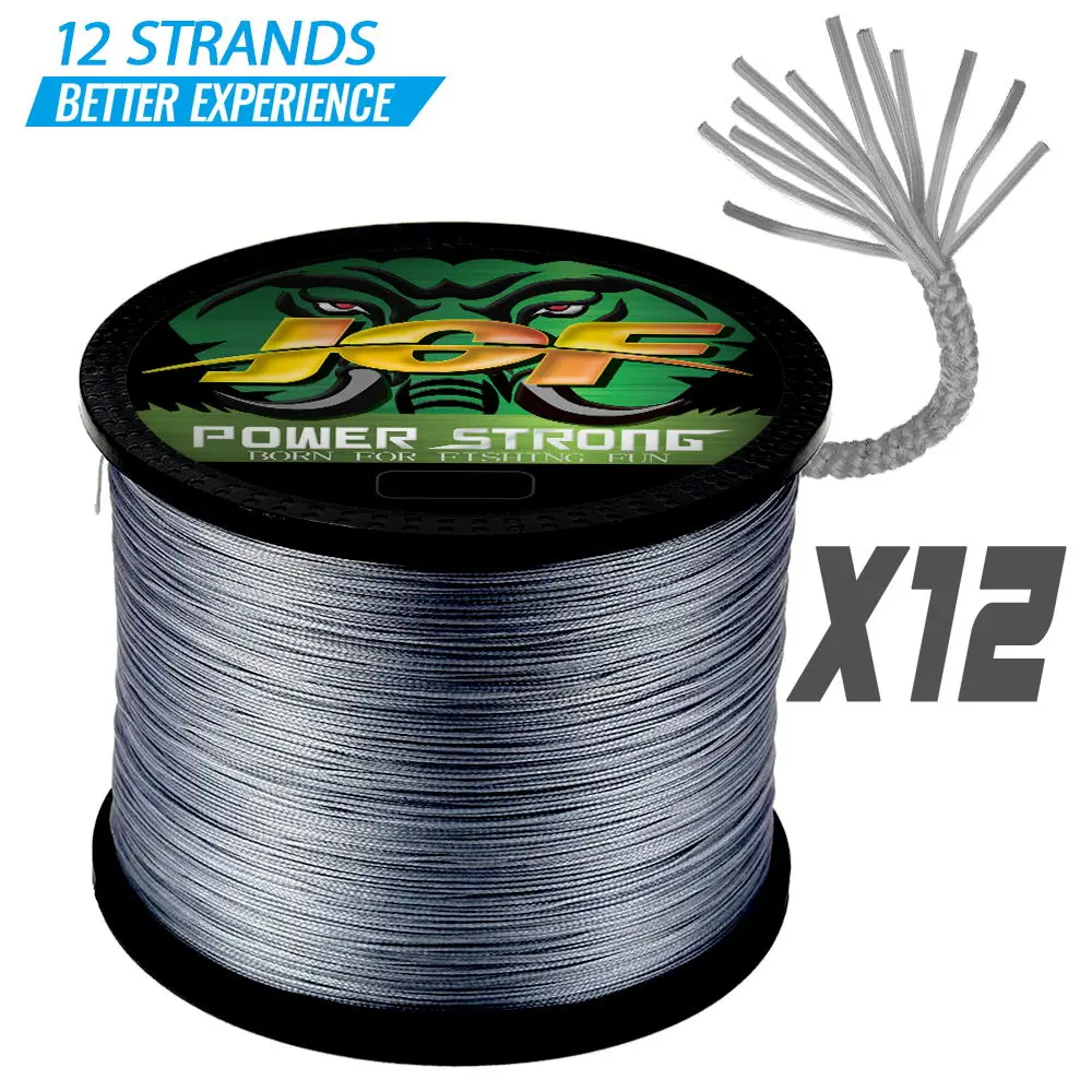 JOF 12 Strands Fishing Line 500M 100 300 1000M Braided PE Strong Wire Multifilament Durable Sea Saltwater Japan Wire