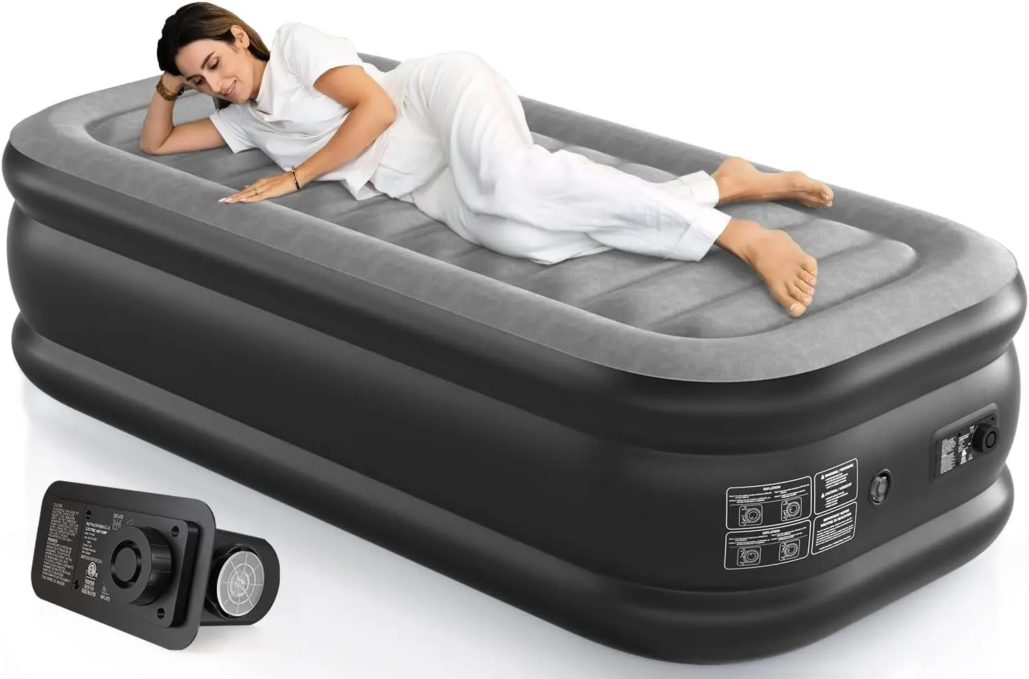 

Twin Air Mattr 18 Hes High King Air Bed Mattr With Built In Pump 1 Button To Start Inflate Deflate 3 Mins Fast Self Inflating