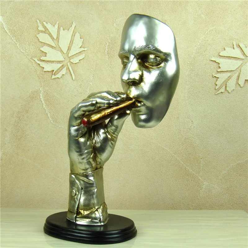 

Abstract Cigar Smoking Sculpture Resin Man Figure Bust Portrait Decor Handicraft Ornament for Business Gift Art Collectible