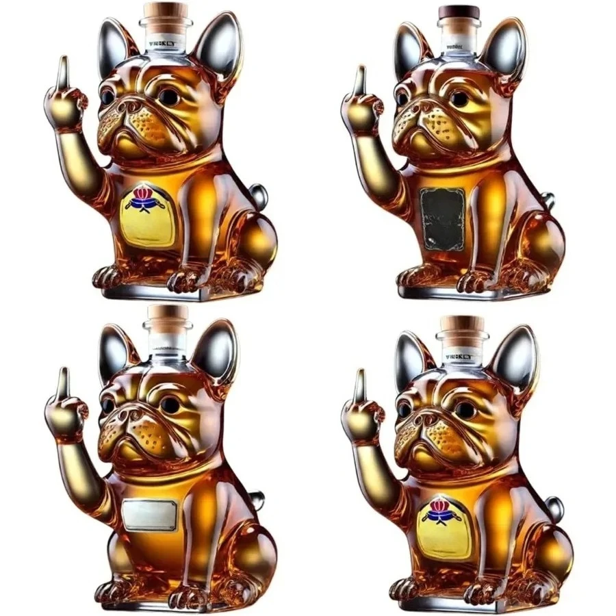 Funny Middle Finger Whiskey Glass Decanter Duck Turtle Dog 10Oz Glass Whiskey Wine Bottle Statue Decoration for Bar Office Home